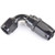 Side view of e85Freaks 250 Series 90° swivel AN hose end in black.