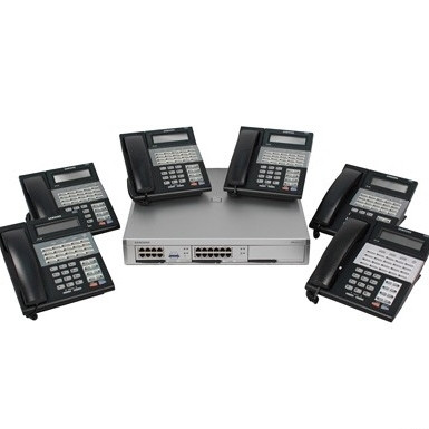 Samsung Officeserv 7100 Small Business System Package, Equipped for 4 Lines with Caller ID, 8 Digital Station Ports, 4 Port Voice Mail  with 6 ea. iDCS 28 Button Phones