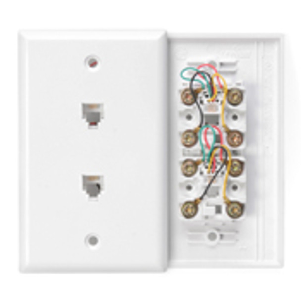 Leviton, jack 4 condutor, dual flush mount, 40944-W