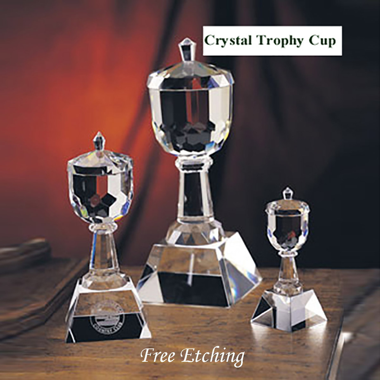 Crystal Cup Wood Accented Bubble Vase Trophy Award Premium Champion Golf  Trophies