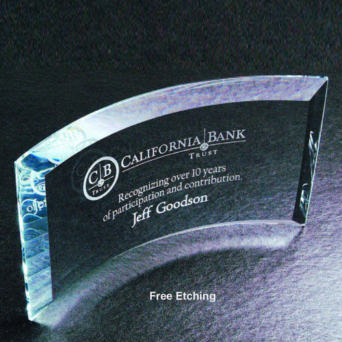 1/2" Thick Beveled Crescent Curved Glass 
Glass Trophies