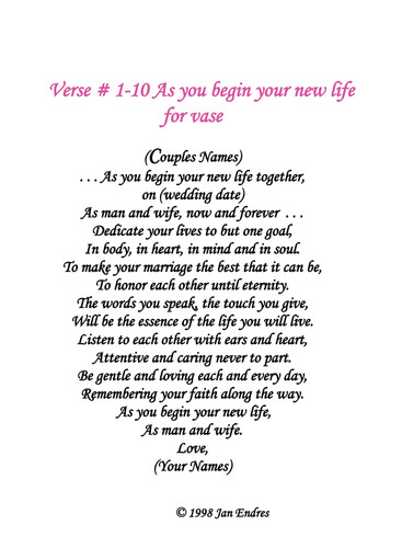 As You Begin Your New Life (Fits on Vases)