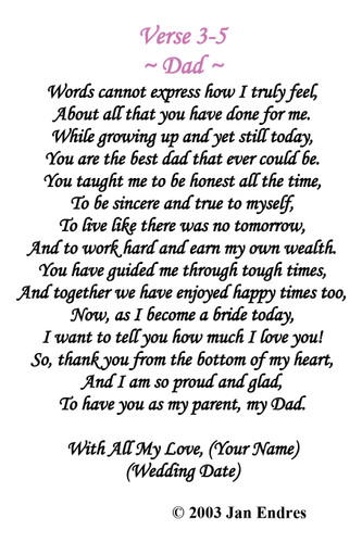 Dad, A Heartfelt Thanks ~ From Bride to Dad 