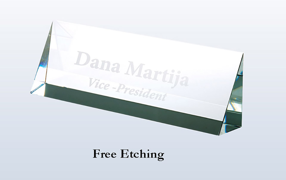 Triangular Nameplate Name Plate for Desk | Professional Name Plates | Glass Etching Fever