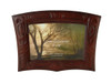 Red-brown recycled glass horizontal picture frame with West Coast First Nations design.