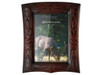 Red-brown recycled glass vertical picture frame with West Coast First Nations design.
