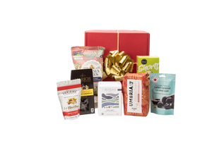 Gourmet gift box featuring Umbria Bizzarri Medium Dark Blend Coffee Bean and Rishi Tea Sachets Gourmet gift box featuring Umbria Bizzarri Medium Dark Blend Coffee Bean and Rishi Tea Sachets