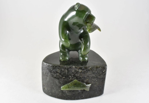 Jade Bear on Jade Base. Handcrafted in Canada.  