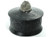 Round black marble box with West Coast First Nations' design and pewter lid ornament. Round black marble box with West Coast First Nations' design and pewter lid ornament.