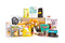 Gourmet gift basket featuring sweet and savory snacks (chocolate, cookies, crackers, nuts, etc.) packaged in signature Green & Green gift box with ribbon and bow.