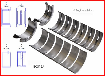 Bearing Set - Main - Jeep 242/4.0L 87-90, Jeep 258/4.2L 71-90