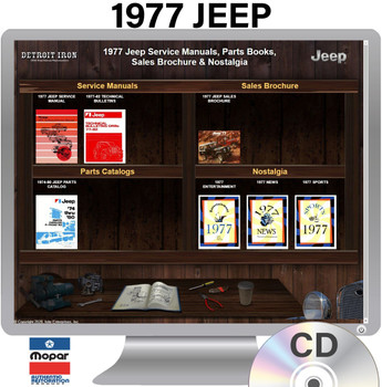 Detroit Iron - 1977 Jeep Shop Manual, Service Bulletins, Parts Book & Sales Brochure