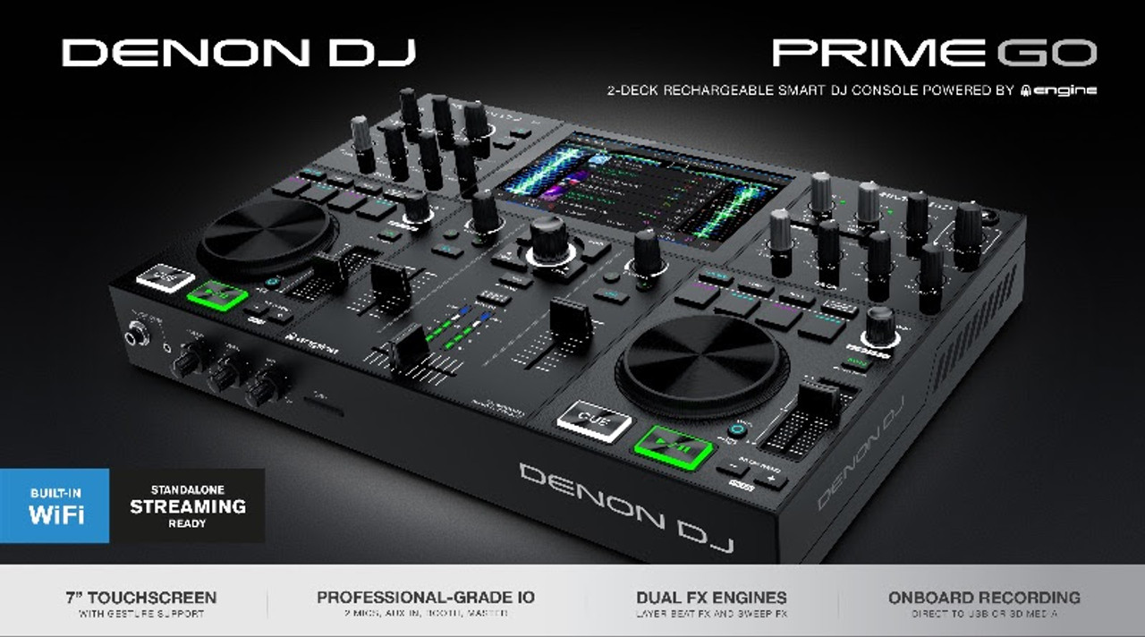 Denon DJ Prime GO Rechargeable DJ System with Touchscreen & Wi-Fi