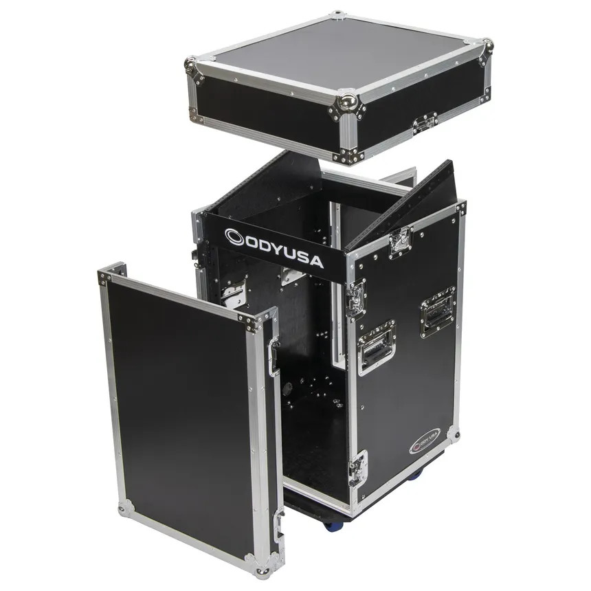 10U Top Slanted 14U Vertical Pro Combo Rack with Wheels