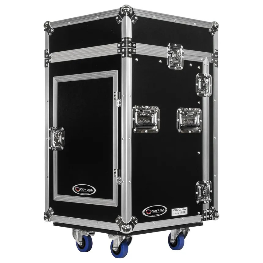 10U Top Slanted 14U Vertical Pro Combo Rack with Wheels
