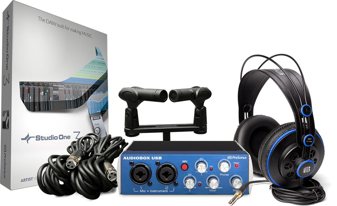 PreSonus AudioBox iTwo Studio USB 2.0 Recording Bundle with Interface,  Headphones, Microphone and Studio One software