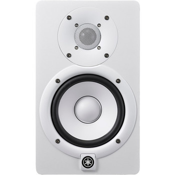 Yamaha HS5 W Powered Studio Monitor, 5" Woofer, 1" Dome Tweeter, 70W Bi-Amplified Output, 54Hz–30kHz Frequency Response, XLR and 1/4" Balanced Inputs, White Finish (HS5 W)