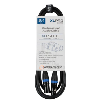 ADJ Accu-Cable XLPRO-10 XLR3M to XLR3F Audio Cable (10')
