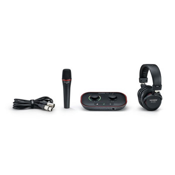 Focusrite Vocaster One Studio Podcasting Bundle with Vocaster One Interface, DM1 Dynamic Microphone, HP60v Studio Headphones, and Content Creation Software (AMS-VOCASTER-ONE-STUDIO)