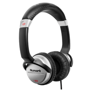 Numark HF125 Compact Silver/Black DJ Headphones w/ 1/4" Adaptor