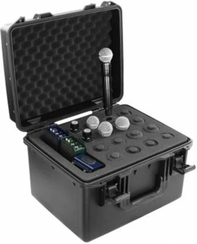 Handheld Microphone Case (Holds 16) With Storage Compartment