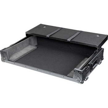 Headliner HL10016 Pitch Black Flight Case w/ Laptop Platform & Wheels for Rane Four / Performer