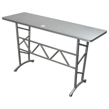 Diamond Textured DJ Truss Table with Swivel Side Platforms and Folding Legs