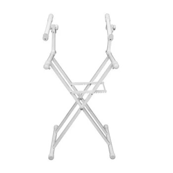 White Heavy-Duty Two Tier X-Stand for DJ Coffins and Controller Cases