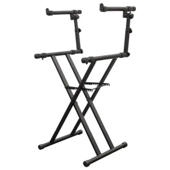 Black Heavy-Duty Two Tier X-Stand for DJ Coffins and Controller Cases