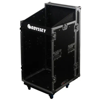 11U Top Slanted 12U Bottom Vertical Space Saver Combo Rack with Wheels