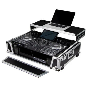 Denon Prime 4 / 4+ Flight Case with Patented Glide Laptop Platform and 2U Rack Space