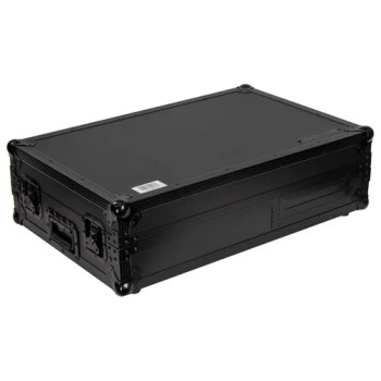 Black Low Profile 10" Format DJ Mixer and Two Battle Position Turntables Flight Coffin Case with Wheels and Glide Platform