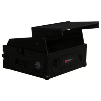 Black 10U Top Slanted 2U Bottom Vertical Pro Combo Rack with Glide Platform