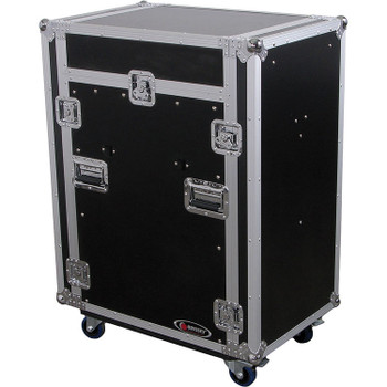 Odyssey Deluxe 13U Top Slanted / 16U Bottom Vertical Pro Combo Rack with Side Tables and Casters (FZ1316WDLX-II)