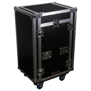 11U Top Slanted 16U Vertical Pro Combo Rack with Casters