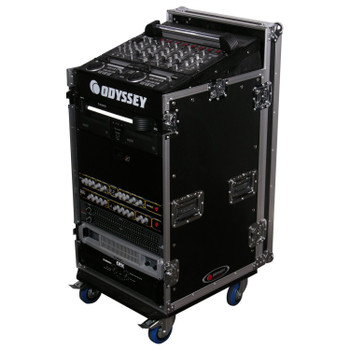 11U Top Slanted 16U Vertical Pro Combo Rack with Casters