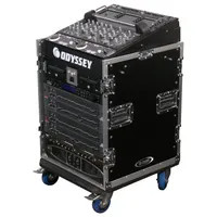 11U Top Slanted 12U Vertical Pro Combo Rack with Side Table and Casters