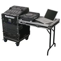 11U Top Slanted 12U Vertical Pro Combo Rack with Side Table and Casters