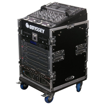 11U Top Slanted 12U Vertical Pro Combo Rack with Casters
