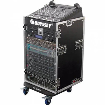 10U Top Slanted 16U Vertical Pro Combo Rack with Wheels