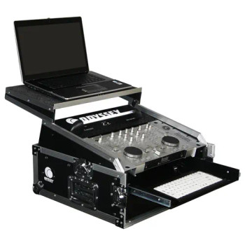 Black 10U Top Slanted 2U Vertical Pro Combo Rack
