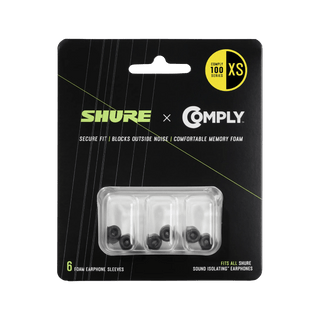 Shure 6-pack (3 pairs) Extra-small 100 Series Comply foam sleeves for Shure Earphones - Hanging Retail Packaging