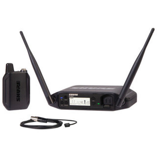 Shure The GLX-D+ Dual Band Wireless Presenter System features the miniature wearable WL93 lavalier microphone for spoken word applications and the GLXD4+ tabletop receiver.
