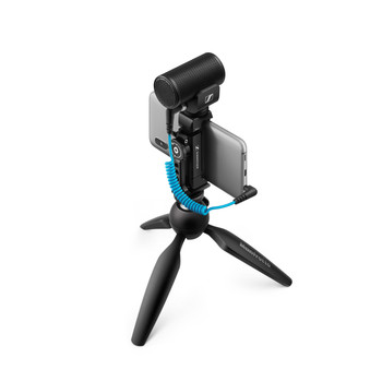 Sennheiser, MKE 200 Mobile Kit, Compact On-Camera Shotgun Microphone Kit, Supercardioid Condenser, Includes Tripod, Smartphone Clamp, Locking Cables, Windscreen, and Pouch