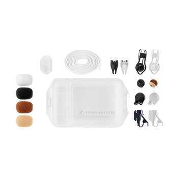 Sennheiser, MZ 1 MKE 1 Accessory Kit, Includes Mini Clips, Mini Clamps, Pin Mounts, Magnetic Mounts with Lanyard, Windshield Baskets in Black & Beige, Foam Windscreens, and Plastic Case