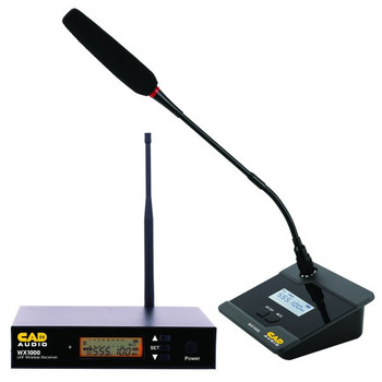 CAD WX1000GN UHF Wireless Gooseneck Microphone System, 550–590 MHz, 100-Channel Conferencing System (AMS-WX1000GN)