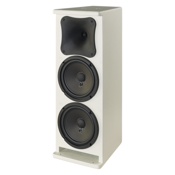 DAS Audio ARTEC-326-TW Passive 2x6" Two-Way Speaker 200W RMS Wooden Enclosure 90° x 60° Rotatable Horn w/ Multi-Tap Transformer White w/ U-Bracket, ARTEC-326-TW