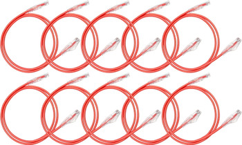 Hosa Cat 6 Ethernet Cable – 10-Pack, 1 Foot, Red (CAT-601-10PK-RD)