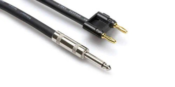 Hosa Technology SKZ-615BN  Speaker Cable, Hosa 1/4 in TS to Dual Banana, Black Zip, 15 ft