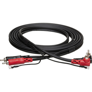 Hosa CRA-201DJ Stereo Interconnect Cable - Dual RCA to Dual Right-Angle RCA with Ground Wire - 1 meter